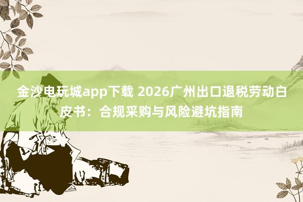 金沙电玩城app下载 2026广州出口退税劳动白皮书：合规采购与风险避坑指南