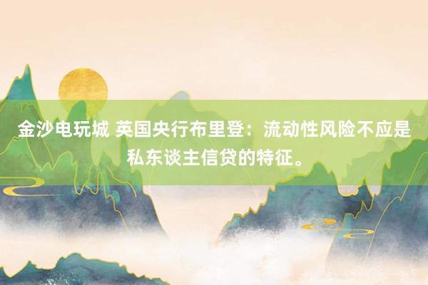 金沙电玩城 英国央行布里登：流动性风险不应是私东谈主信贷的特征。