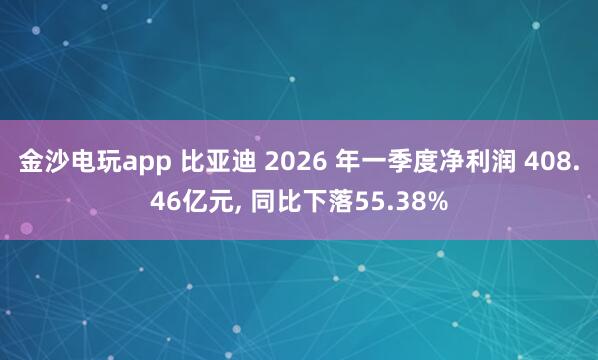 金沙电玩app 比亚迪 2026 年一季度净利润 408.46亿元， 同比下落55.38%