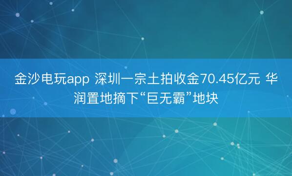 金沙电玩app 深圳一宗土拍收金70.45亿元 华润置地摘下“巨无霸”地块